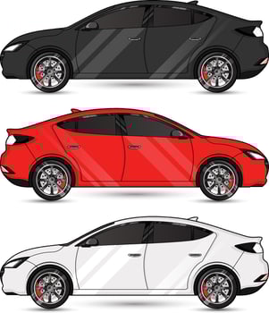 Car illustration with 3 colors black, red, white vector