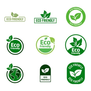 Set Of Eco Friendly Icons. Ecologic food stamps. Organic natural food labels. vector