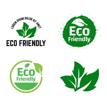 Set Of Eco Friendly Icons. Ecologic food stamps. Organic natural food labels. vector