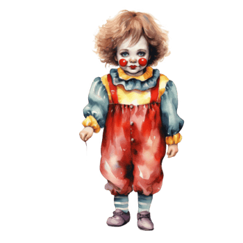 Watercolor Illustration of a Young Child Dressed as a Clown png