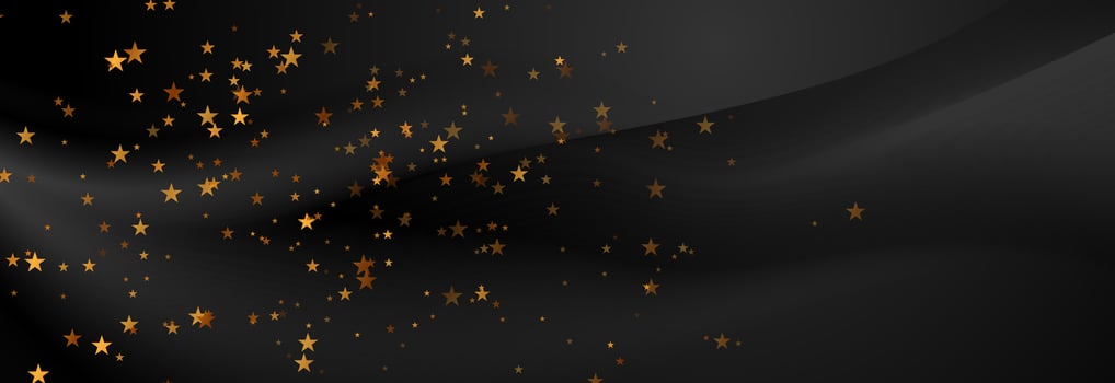 Black smooth waves abstract background with golden stars vector