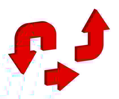 Red arrows icons set. arrow icon in 3d style. vector