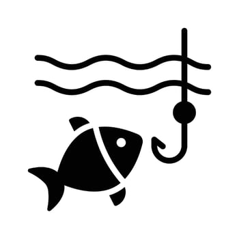 Fish and a rod shows the icon of fishing vector