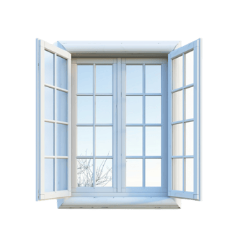 Open Window with Clear Glass Pane png