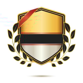 Elegant Shield Emblem with Golden Laurel Leaves vector