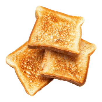 Slices of golden toasted bread. Classic breakfast food png