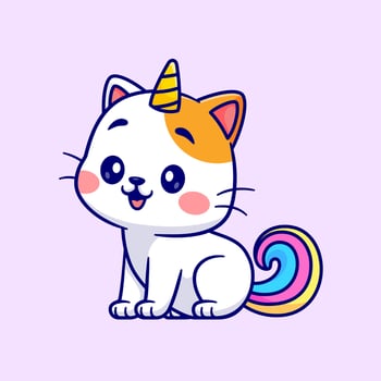 Cute Cat Unicorn Sitting Cartoon vector
