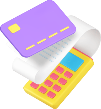Success credit debit card payment bill receipt POS terminal shopping 3d icon png