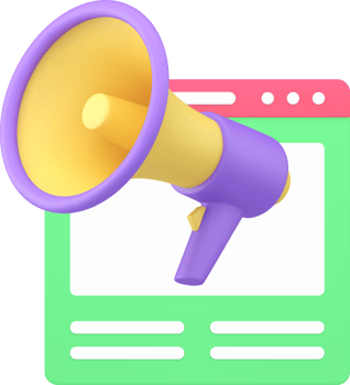 Social media marketing internet promo advertising browser megaphone 3d icon png