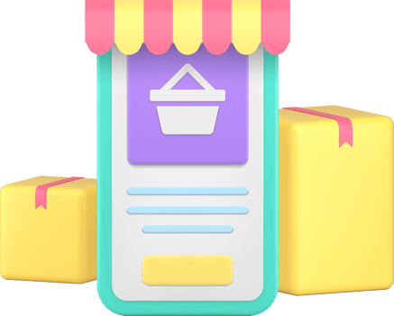 Online shopping marketplace order delivery service smartphone application 3d icon png