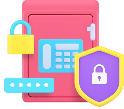 Banking security safe money treasure storage protection password 3d icon png