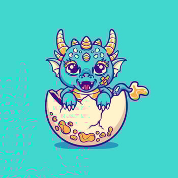 baby dragon hatches vector