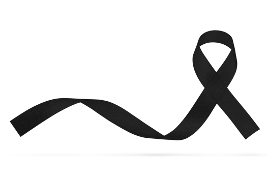 Black awareness ribbon isolated. Mourning and melanoma symbol. White banner with cancer cancer realistic black ribbon. Design template for info graphic or magazine, website. png