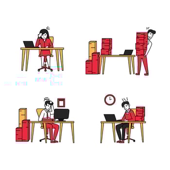 business stressed worker flat illustration vector
