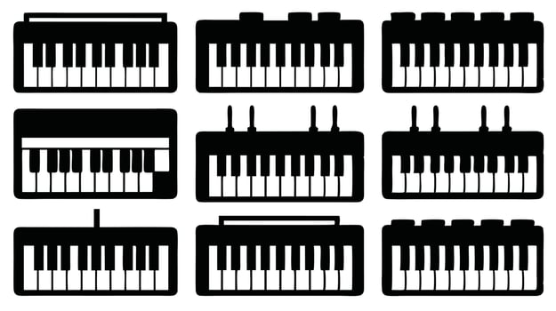 Piano keyboard icons set vector