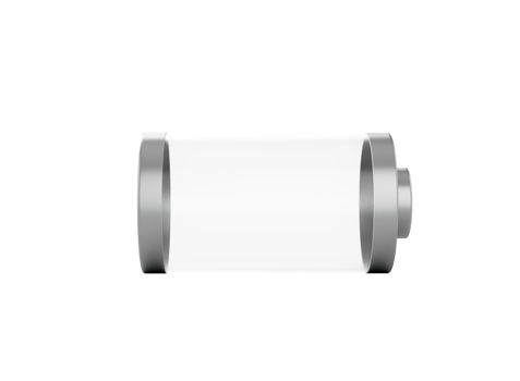 3d Abstract Transparent Empty Glass Battery With Metal Caps 3d Illustration png