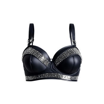 Edgy Silver Studded Black Bra An edgy silver studded black bra with a rebellious rock png