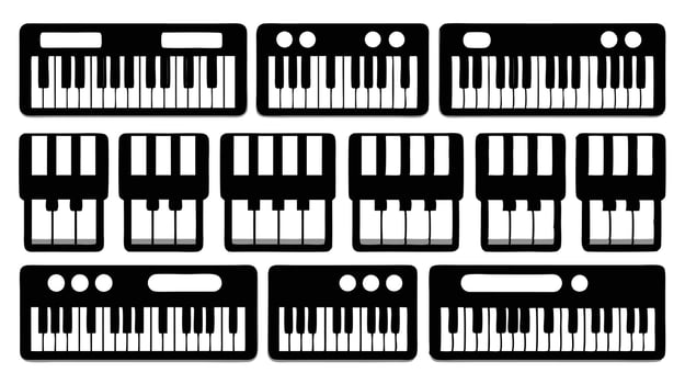 Piano keyboard icon set vector