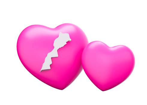 3d Shiny Pink Hearts With 3d White Map Of Morocco 3d Illustration png