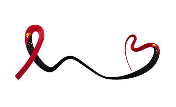 3d Flag Of Papua New Guinea Heart Shape Wavy Awareness Ribbon Flag 3d Illustration png