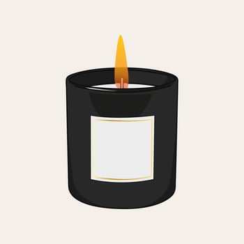 Aromatic candle illustration. Ayurveda,spa, wellness and beauty routine concept. Aromatherapy and ralax design elements. Home fragrances,cute hygge home decoration vector