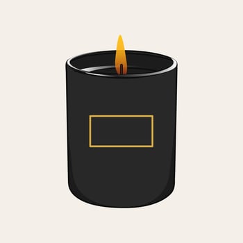 Aromatic candle illustration. Ayurveda,spa, wellness and beauty routine concept. Aromatherapy and ralax design elements. Home fragrances,cute hygge home decoration vector