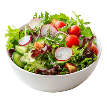 A garden salad served in a bowl isolated against a transparent background for crisp presentation png