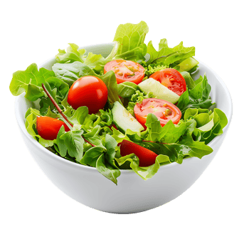 A garden salad served in a bowl isolated against a transparent background for crisp presentation png