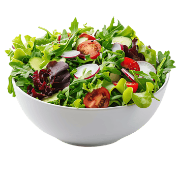A garden salad served in a bowl isolated against a transparent background for crisp presentation png
