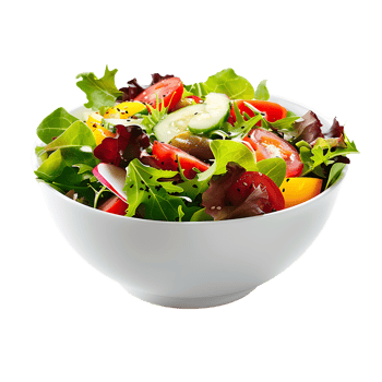 A garden salad served in a bowl isolated against a transparent background for crisp presentation png