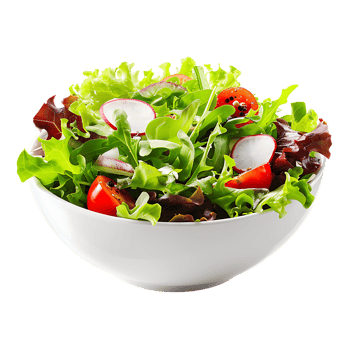 A garden salad served in a bowl isolated against a transparent background for crisp presentation png