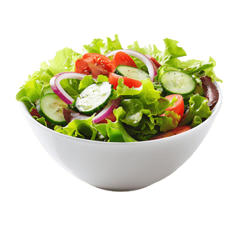 A garden salad served in a bowl isolated against a transparent background for crisp presentation png