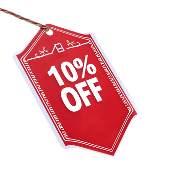 A distinctive red label contrasts with a white label proudly displaying 10 OFF in isolation png