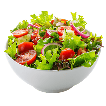 A garden salad served in a bowl isolated against a transparent background for crisp presentation png