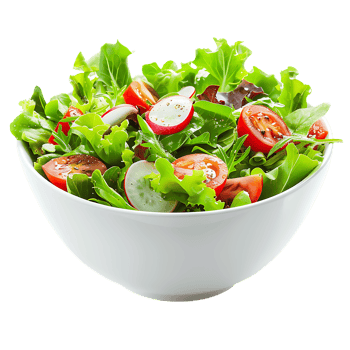 A garden salad served in a bowl isolated against a transparent background for crisp presentation png