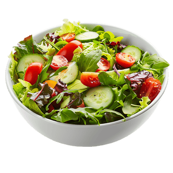 A garden salad served in a bowl isolated against a transparent background for crisp presentation png