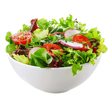 A garden salad served in a bowl isolated against a transparent background for crisp presentation png