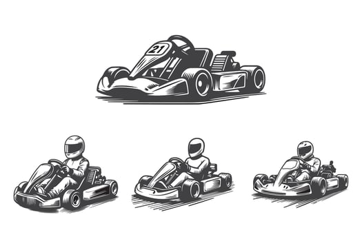 Silhouette of Go-kart. Art of racing cars. Fast car. vector