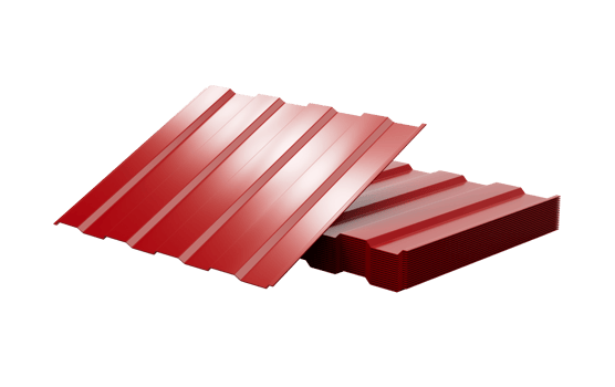 3d Red Metallic Stacks Of Corrugated Galvanised Iron For Roof Sheet 3d Illustration png