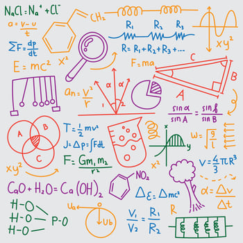 Creative Colorful Scientific Formulas On Chalkboard Design vector