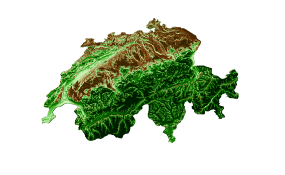 Switzerland Topographic Map 3d realistic map Color 3d illustration png