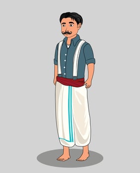 Indian village poor man cartoon character design for 2d animation vector