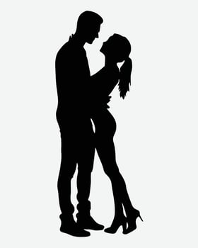 Black and white Couple silhouette. Lovers, kiss. Valentine's Day. illustration for website, printing. Couple black icon on white background vector
