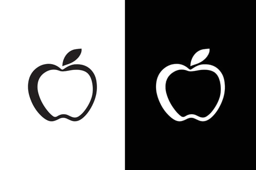 Apple Icon silhouette Flat Graphic Design. Apple Icon on Flat black white Color background. vector