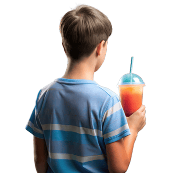 A boy is holding a straw in a cup of a drink png