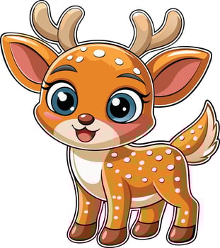 happy Cute deer cartoon on white background vector
