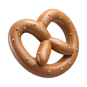 Traditional German preztel baked pastry 3d illustration isolated on the transparent background png