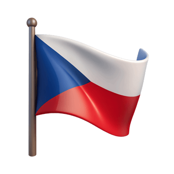 National flag of the Czech Republic 3d illustration isolated on the transparent background png