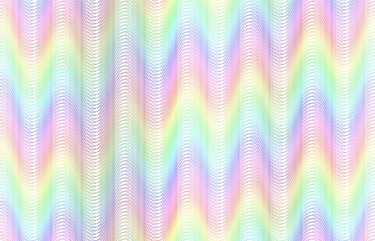 Seamless rainbow guilloche lines pattern. Multicolored wavy line texture wallpaper, magic flow background vector