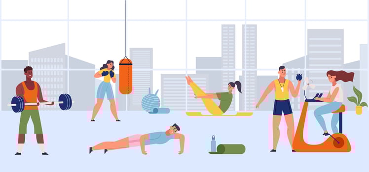 Fitness sport activities in gym, people make yourself strong vector